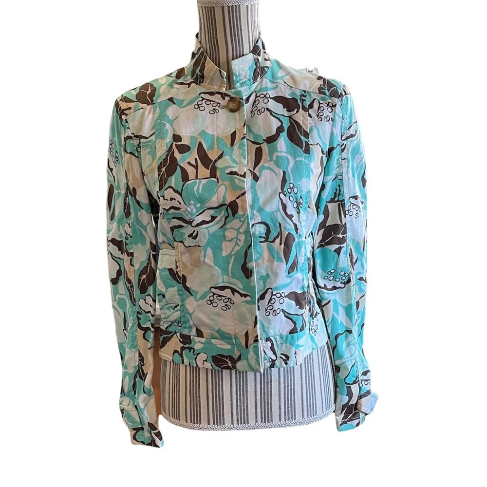 AIGNER Women’s Floral Lightweight Jacket Chinese Collar Size 6